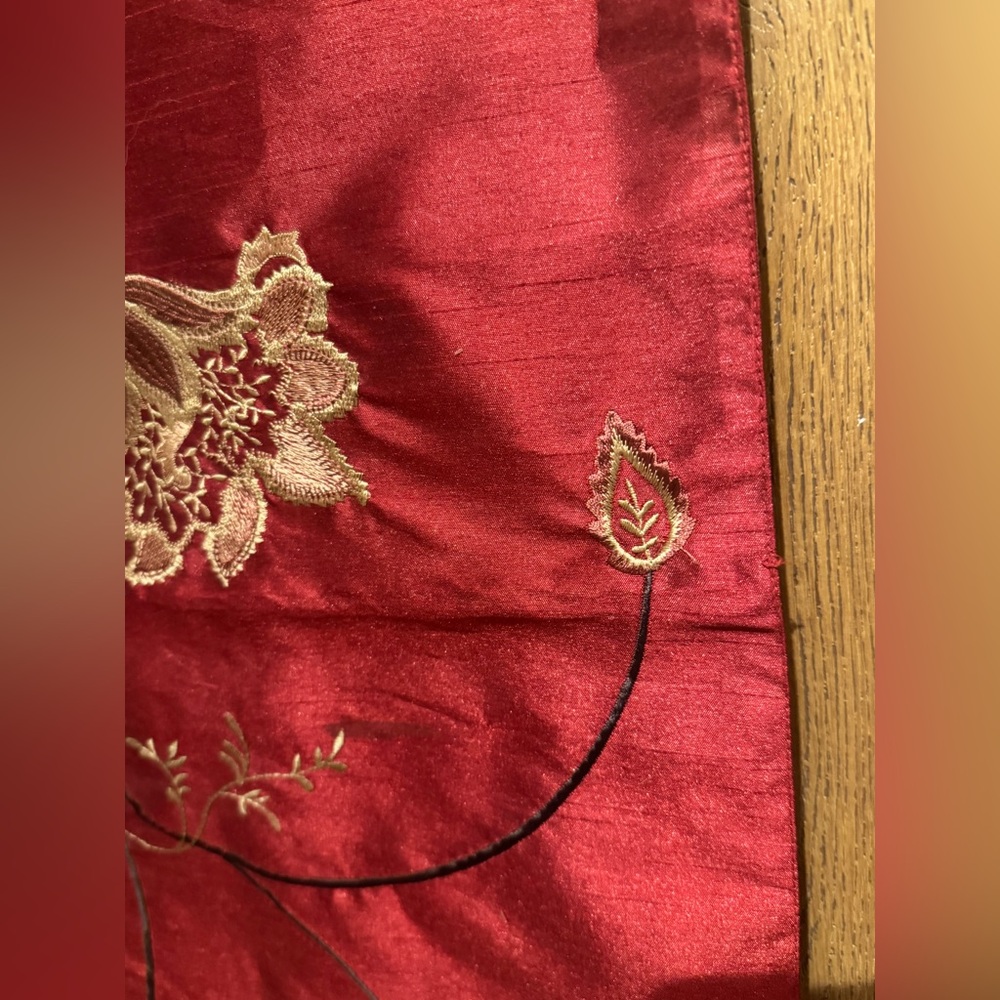 Red Floral Embroidered Table Runner from Rodeo Home - Picture 5 of 9